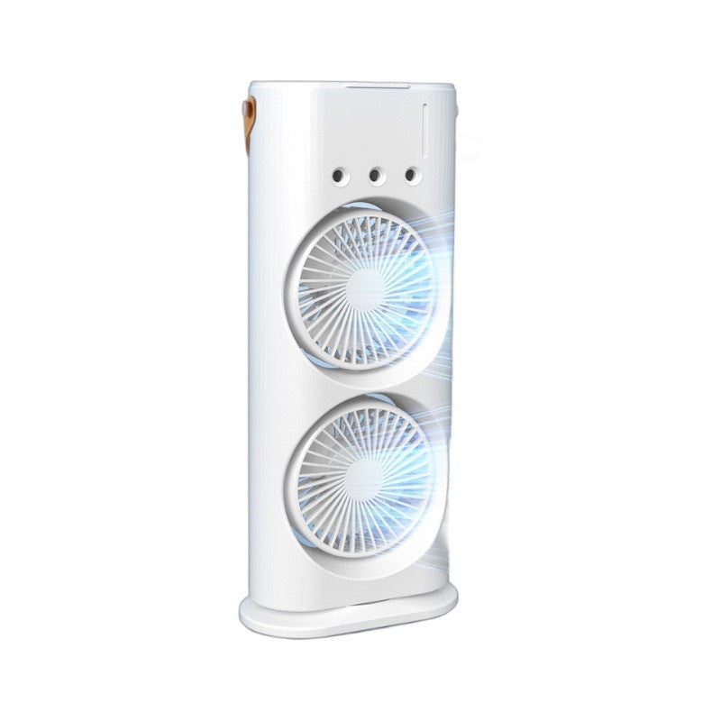 Rechargeable Portable Mini Fan with Spray Cooling – Desktop Air Cooler with LED Light