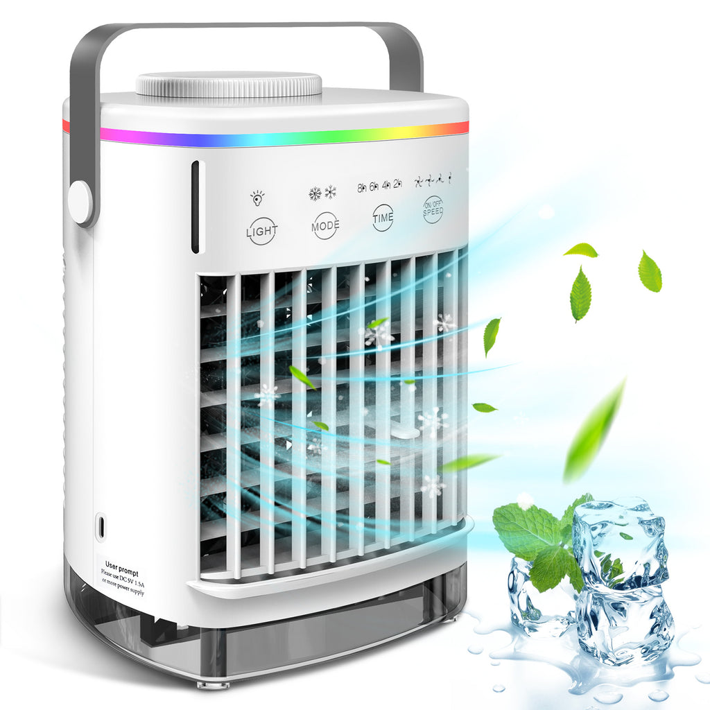 4-Speed USB Air Conditioning Fan with Humidification Spray – Portable Mini Air Cooler