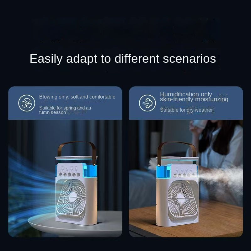 Five-Hole Mist Fan – Multi-Functional Desktop Cooling Fan &amp; Humidifier with LED Light