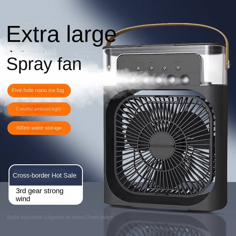 Five-Hole Mist Fan – Multi-Functional Desktop Cooling Fan &amp; Humidifier with LED Light