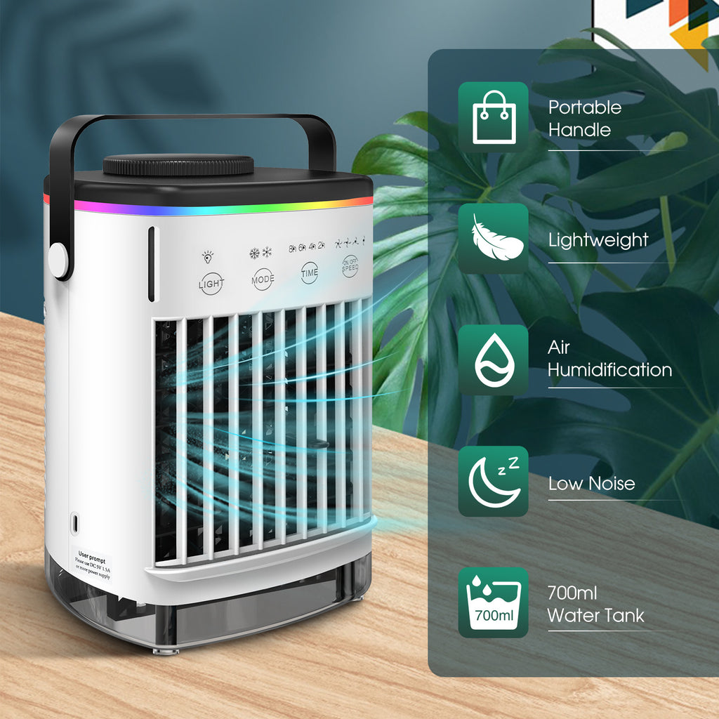 4-Speed USB Air Conditioning Fan with Humidification Spray – Portable Mini Air Cooler