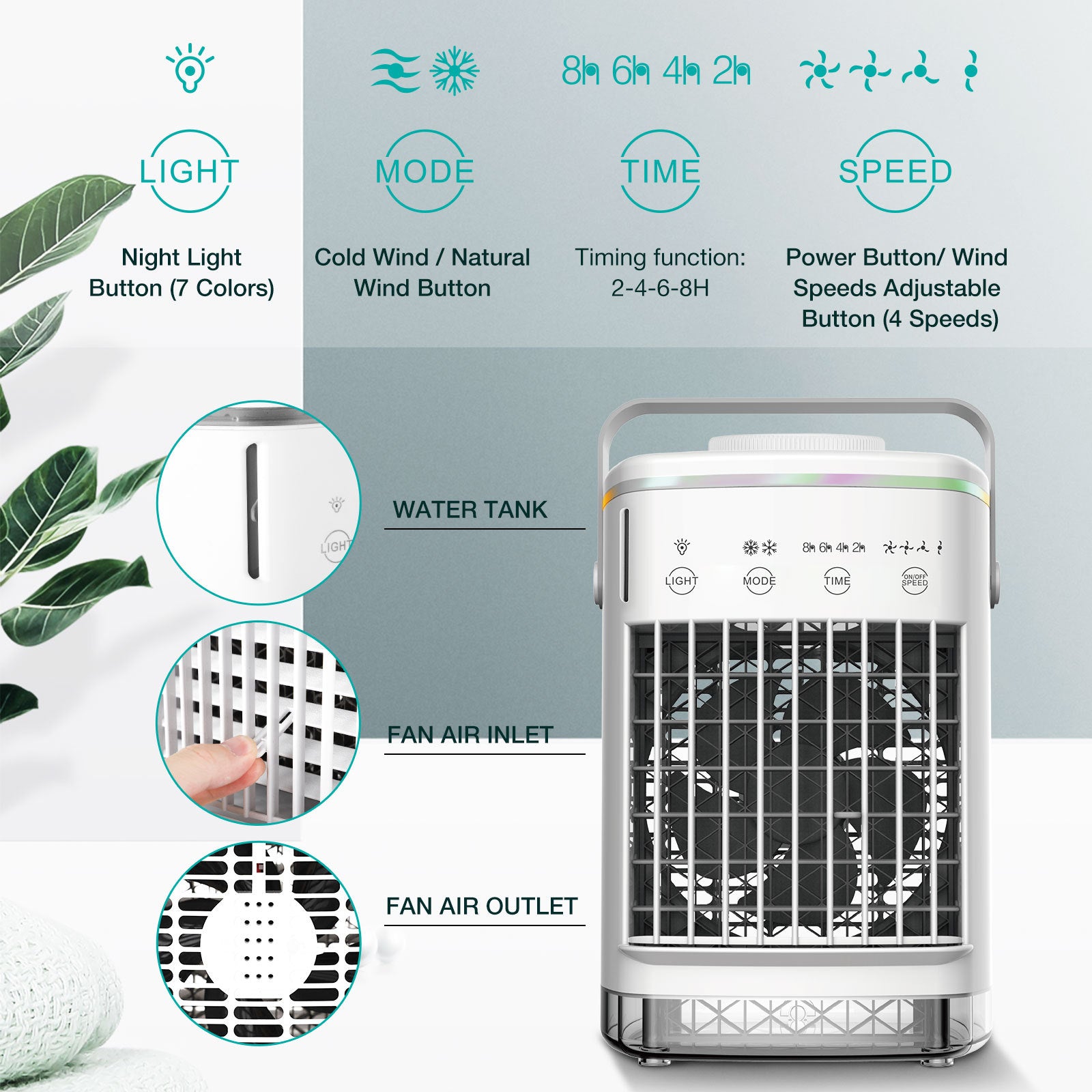 4-Speed USB Air Conditioning Fan with Humidification Spray – Portable Mini Air Cooler