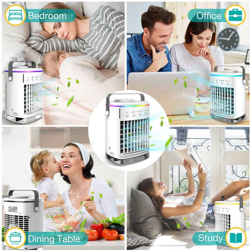 4-Speed USB Air Conditioning Fan with Humidification Spray – Portable Mini Air Cooler