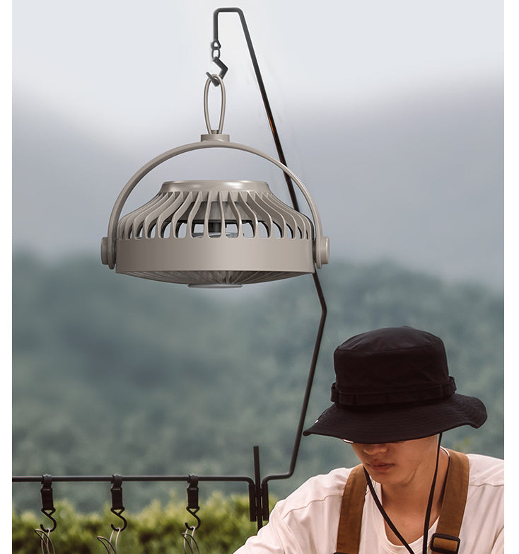 Multi-Function Tripod Camping Fan with LED Light, Remote Control &amp; Timer – Rechargeable Portable Outdoor Fan