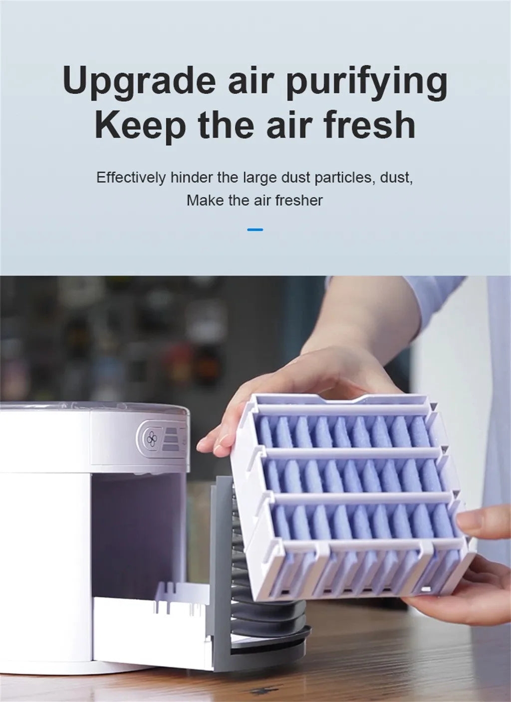 Portable USB Air Conditioner – Mini Desktop Air Cooler with Digital Humidifier